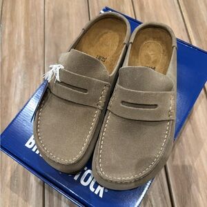 Birkenstock Boston Taupe Suede Wrapped Naples, EU 37 Narrow, Brand New With Box